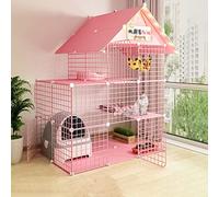 OWOHYG Jaula Extragrande para Gatos, portátil, para Interior, para cobayas, Plegable, Ideal para 1-4 Gatos, Color Rosa, 111 x 75 x 146 cm