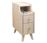 OWOHYG Mesita De Noche De Madera De Nogal Que Ahorra Espacio, con 2 Cajones Y Estante Extraíble, Ideal para Habitaciones Estrechas Y Salas De Estar. 40 Cm/15,7 Pulgadas..White 2ps-20cm/7.8in