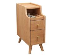 OWOHYG Mesita De Noche De Madera De Nogal Que Ahorra Espacio, con 2 Cajones Y Estante Extraíble, Ideal para Habitaciones Estrechas Y Salas De Estar. 40 Cm/15,7 Pulgadas..Wood Color-20cm/7.8in
