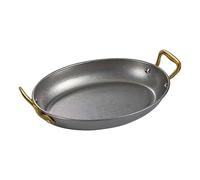 OWOHYG Paella Ovalada De Acero Inoxidable, Paellera Vintage para Mariscos, Antiadherente, con Doble Asa, Ideal para Hogares Y Restaurantes, 14 Cm Y 20 Cm.