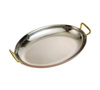 OWOHYG Paella Ovalada Sish, Paella De Acero Inoxidable con Asas Dobles, Olla Antiadherente para Freír, Ideal para Hogares O Restaurantes, Dorada, 30 Cm, 25,5 Cm