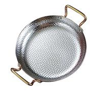 OWOHYG Paella Sish, Sartén Doble De Acero Inoxidable, Antiadherente, Ideal para Hogares Y Restaurantes, Color Plateado, 28 Cm Y 24 Cm.