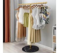 OWOHYG Perchero Metálico De Pie, Expositor En Forma De T para Tiendas, Perchero De Mármol De Gran Capacidad, Estantes Organizadores para Ropa De Dormitorio, Oficina Y Tienda..Gold-b-120x130cm