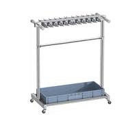 OWOHYG Stainless Steel Broom & Mop Holder with Wheels Water Basin - Perfect for Garage School Garden Cleaning Cart Floor Care nizer (Grigio 122x97x50cm),Grigio,122x97x50cm