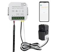 OWON Monitor de Energía Inteligente WiFi 80A Monofásico, Medición de Consumo y Producción, Bidireccional para Solar/Ahorro Luz， Control en Tiempo Real con APP Tuya, Fácil Instalación, con 1 Abrazadera