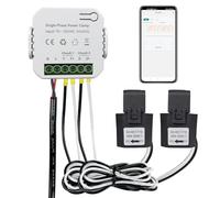 OWON Monitor de energía WiFi bidireccional con 2 pinzas, medidor de energía inteligente de 80A para electricidad monofásica. Medidor de potencia WiFi para monitoreo de electricidad en tiempo real