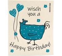 OWOSCHFETZN Bayeta de Cocina "Gallina Berta - Happy Birthday" - Azul OWOSCHFETZN