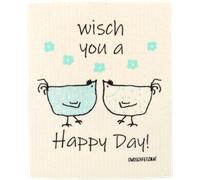 OWOSCHFETZN Bayeta de Cocina "Gallina Berta - Happy Day" - Turquesa OWOSCHFETZN