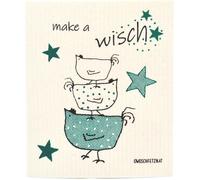 OWOSCHFETZN Bayeta de Cocina "Gallina Berta - Make a wisch" - Turquesa OWOSCHFETZN