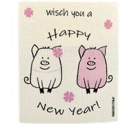 OWOSCHFETZN Bayeta de Cocina - Happy New Year - Pig Ben & Friend OWOSCHFETZN