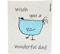 OWOSCHFETZN Bayetas de Cocina "Gallina Berta - Wonderful Day" - Azul OWOSCHFETZN