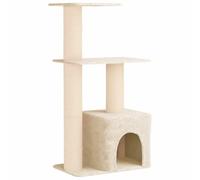 Owoxanthellate Árbol para gatos con pilares rascadores de sisal, 133 cm de alto, para interior, trepador con cueva, rascador de madera y felpa, color crema