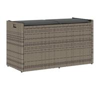 Owoxanthellate Banco de jardín de ratán de polietileno gris 100 x 45 x 57 cm con espacio de almacenamiento y cojines resistentes a la intemperie para balcón, terraza y pequeños jardines
