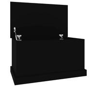 Owoxanthellate Baúl negro 70 x 40 x 38 cm caja de almacenamiento de madera | Baúl de madera compacto en negro con tapa para el salón, ideal como mesa de asiento y para organizar en el pasillo.