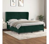 Owoxanthellate Cama con somier con colchón, 160 x 200 cm, color verde oscuro, terciopelo, altura ajustable, cabecero para dormitorio, habitación de invitados y hotel