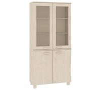 Owoxanthellate HAMAR - Tabla elevadora (madera maciza de pino, 85 x 35 x | Elegante armario de madera de pino para sala de estar y comedor con puertas de cristal y amplio espacio de almacenamiento.