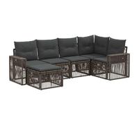 Owoxanthellate Juego de 6 sofás de jardín de polirratán, color gris | Grupo modular de salón para jardín y terraza, con cómodos cojines y posición flexible para hasta 8 personas.