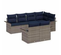 Owoxanthellate Juego de 7 sofás de jardín modular gris polirratán | Salón modular para patio y jardín con posición flexible, espacio de almacenamiento integrado y patas ajustables.