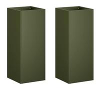 Owoxanthellate Macetero 2 unidades, color verde oliva, acero, 20 x 20 x 50 | Columnas cuadradas de acero resistentes a la intemperie para jardín, terraza y balcón. Diseño resistente, duradero y moderno.