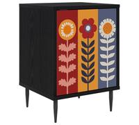 Owoxanthellate Mesita de noche para comedor con aspecto de roble negro, 36 | Mesa auxiliar compacta para dormitorio con puerta, compartimento grande y patas elevadas para una óptima circulación.
