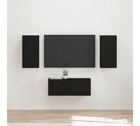 Owoxanthellate TV Lowboard Set 6 piezas montado en la pared negro 98 x 31 x 29,5 cm soporte de madera para salón, oficina, gaming nicho