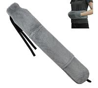 OWOZOI Bolsa de agua caliente larga - Funda suave con bolsillos canguro y correa, 72 cm, 2 litros, bolsa de agua caliente larga con funda mullida para atar para cuello, hombros, botella de cama