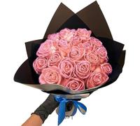 OWSEN (Self-Assembly) Glitter Rose Bouquet,Artificial Rose Flowers Bouquet - DIY Bouquet Shiny Fake Rose Bouquet Love Gift,for Valentine's Day Gift, Anniversary, Engagement (Pink, 12 Roses)