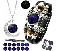 OWSEN Spiritio - Pulsera de cuero con signos del zodiaco, pulsera de cuero multicapa con constelación del zodiaco, hecha a mano, pulsera tejida con signos del zodiaco para mujeres y hombres, 7.5 IN -