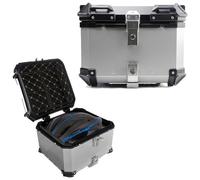 Owsws 36L 45L 55L 65L Baúl para Moto, Maletero De Moto con Llaves Y Accesorios Impermeable, Caja De Almacenamiento para Moto, Topcase Aluminio Universal Baúl De Moto (Color : Blanco, Size : 36L)