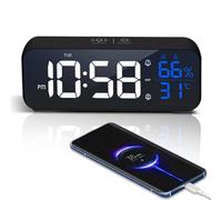 OWYELO Despertador Digital, Reloj Despertador Digital LED con Temperatura, Reloj Digital Sobremesa Brillo Regulable con Snooze, Pantalla LED