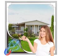 OWYR Mosquitera magnética para ventana, 100 x 150 cm, con malla de fibra de vidrio fina, ajustable y con imanes