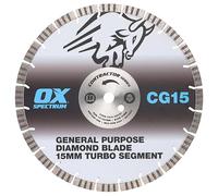 OX Contractor Series - Hoja de corte de diamante, segmento turbo de 15 mm, hoja de acero de disco de corte de uso general, diámetro de 350 mm, diámetro de 20 mm (CG15-350/20)