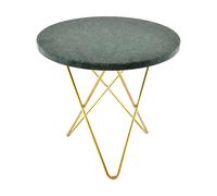 OX Denmarq Mesa auxiliar Mini O Ø40 H37. base latón mármol verde