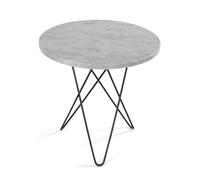OX Denmarq Mesa auxiliar Mini O Ø40 H37. base negra mármol blanco
