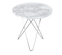 OX Denmarq Mesa auxiliar Tall mini O Ø50 H50. base inoxidable mármol blanco