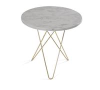 OX Denmarq Mesa auxiliar Tall mini O Ø50 H50. base latón mármol blanco