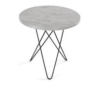 OX Denmarq Mesa auxiliar Tall mini O Ø50 H50. base negra mármol blanco
