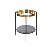 OX Denmarq Mesa bandeja Deck latón. estructura negra. estante de mármol negro