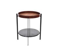 OX Denmarq Mesa bandeja Deck teca. estructura negra. estante de mármol negro