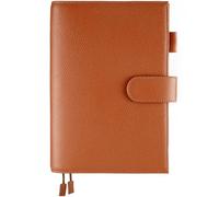 Ox Knight Funda de cuero A5 para planificador Hobonichi Cousin, Stalogy, Midori, Leuchtturm1917 y más, con lazo para bolígrafo, ranuras para tarjetas, bolsillo trasero y marcadores (marrón)