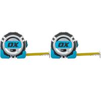 OX Pro - Cinta métrica de doble bloqueo, métrica, 8 m (Paquete de 2)