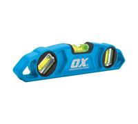 OX Pro Nivel Torpedo Magnético 230mm - 3 Viales, Aluminio, Ranura en V | Imán de tierras raras, mide 0°/45°/90°, superficie fresada - ideal fontanero y electricista