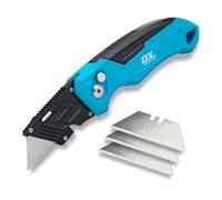OX TOOLS P224301 Pro - Cuchillo plegable de hoja fija resistente, color azul y negro