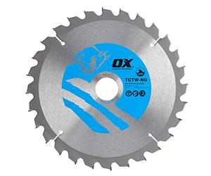 OX Wood Cutting Negative Rake Circular Saw Blade, 28 Teeth ATB, Azul/ Plateado, 216/30 mm