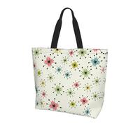 OXbnmm Atomic Stars - Bolsa grande con estampado retro para mujer, bolsas de hombro reutilizables con bolsillo, bolso ligero para vacaciones, piscina, gimnasio
