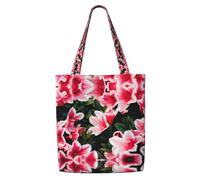 OXbnmm Beauty - Bolsa de lona resistente de 340.2 g, diseño de flores rosadas, bolsa de compras, bolsa de mudanza, bolsa de lavandería