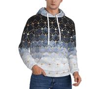 OXbnmm Blue Hexagons And Diamonds - Sudadera con capucha para hombre, forro polar, con bolsillo canguro, ajustable, sudadera de invierno, Negro, 3XL