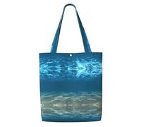 OXbnmm Blue Ocean - Bolsa de lona ondulada con diseño de paisaje marino resistente de 340.2 g, bolsa de compras, bolsa de mudanza, bolsa de lavandería