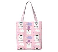 OXbnmm Bolsa de lona de alpaca resistente de 340.2 g con diseño de llamas de dibujos animados, bolsa de compras, bolsa de mudanza, bolsa de lavandería