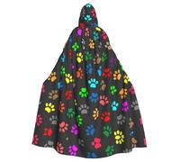 OXbnmm Colorido disfraz de mago negro con estampado de huellas de perro, para festival renacentista, Halloween, cosplay, capa de larpa